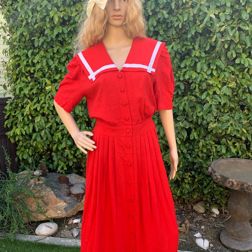 Vintage Red Sailor Seaside dress
